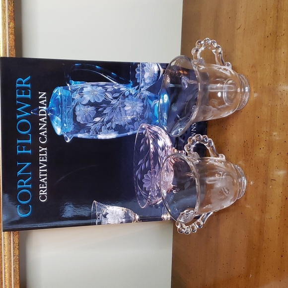 Vintage Cornflower Hughes Corn Flower cream & sugar Imperial Candlewick - Picture 1 of 8